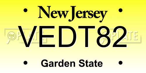 VEDT82 New Jersey License Plate