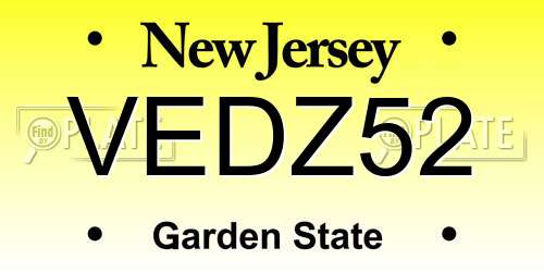 VEDZ52 New Jersey License Plate