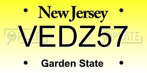 VEDZ57 New Jersey License Plate