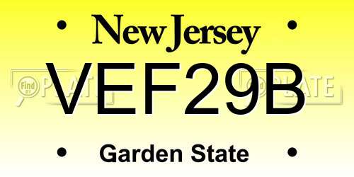 VEF29B New Jersey License Plate