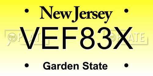 VEF83X New Jersey License Plate