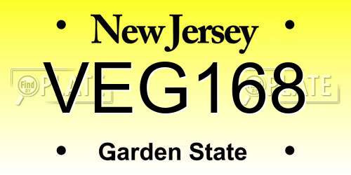 VEG168 New Jersey License Plate