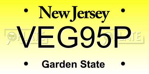 VEG95P New Jersey License Plate