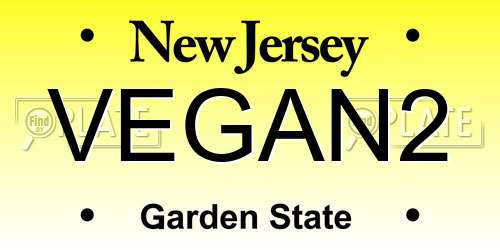 VEGAN2 New Jersey License Plate
