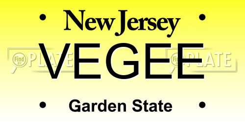 VEGEE New Jersey License Plate