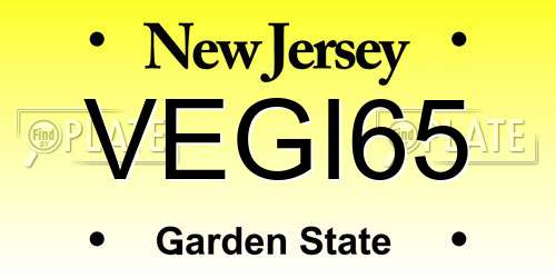 VEGI65 New Jersey License Plate