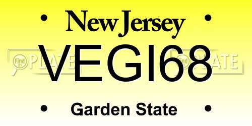 VEGI68 New Jersey License Plate