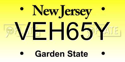 VEH65Y New Jersey License Plate