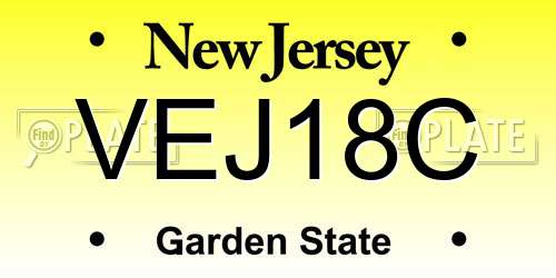 VEJ18C New Jersey License Plate