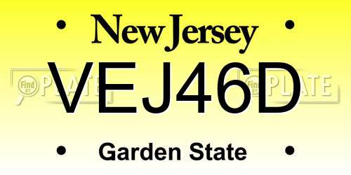 VEJ46D New Jersey License Plate