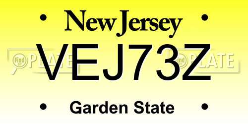 VEJ73Z New Jersey License Plate