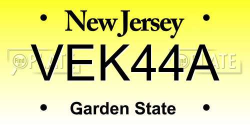 VEK44A New Jersey License Plate