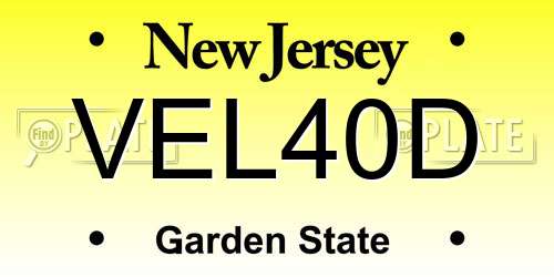 VEL40D New Jersey License Plate