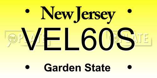 VEL60S New Jersey License Plate