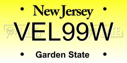 VEL99W New Jersey License Plate