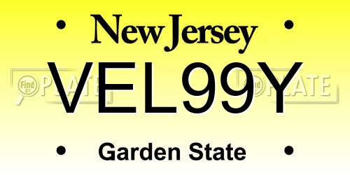VEL99Y New Jersey License Plate