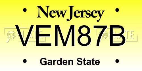 VEM87B New Jersey License Plate