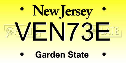 VEN73E New Jersey License Plate