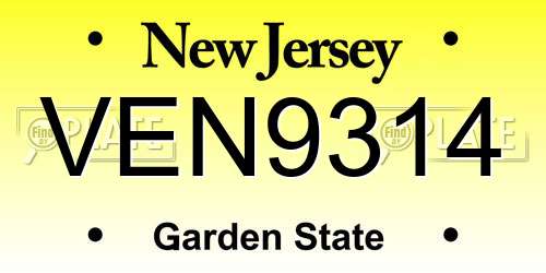 VEN9314 New Jersey License Plate