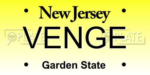 VENGE New Jersey License Plate