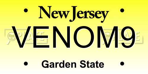 VENOM9 New Jersey License Plate