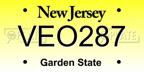 VEO287 New Jersey License Plate