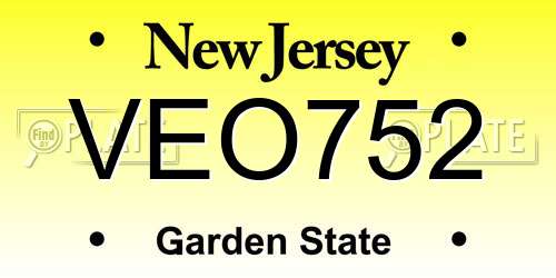 VEO752 New Jersey License Plate