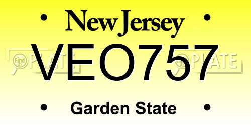 VEO757 New Jersey License Plate