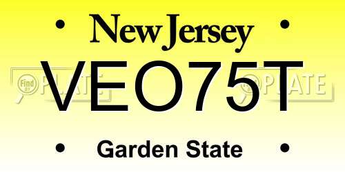 VEO75T New Jersey License Plate