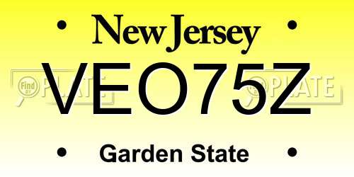 VEO75Z New Jersey License Plate