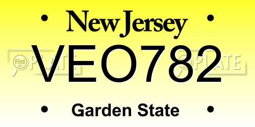VEO782 New Jersey License Plate
