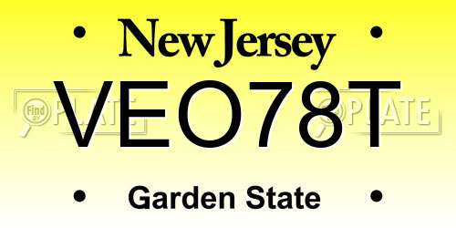 VEO78T New Jersey License Plate