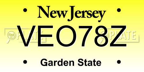 VEO78Z New Jersey License Plate