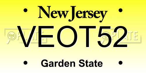 VEOT52 New Jersey License Plate