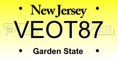 VEOT87 New Jersey License Plate