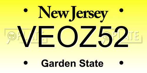VEOZ52 New Jersey License Plate