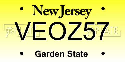 VEOZ57 New Jersey License Plate