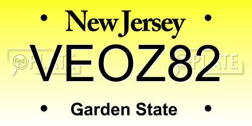 VEOZ82 New Jersey License Plate