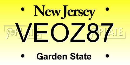 VEOZ87 New Jersey License Plate