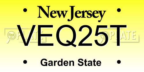 VEQ25T New Jersey License Plate