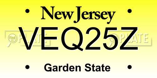 VEQ25Z New Jersey License Plate