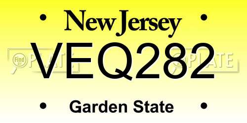 VEQ282 New Jersey License Plate