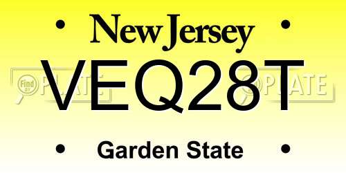 VEQ28T New Jersey License Plate