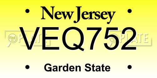 VEQ752 New Jersey License Plate