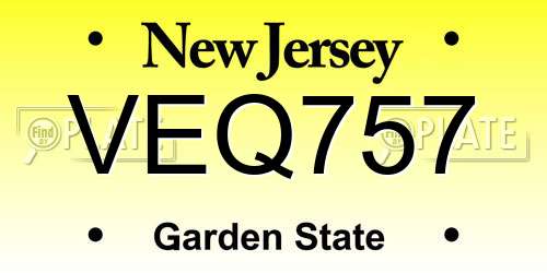 VEQ757 New Jersey License Plate