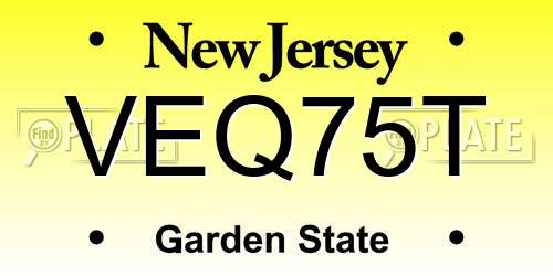 VEQ75T New Jersey License Plate