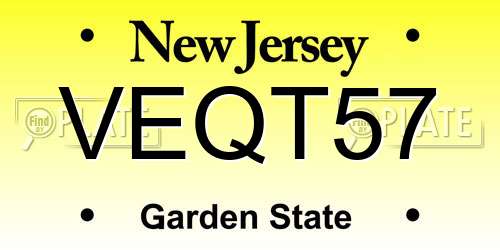 VEQT57 New Jersey License Plate