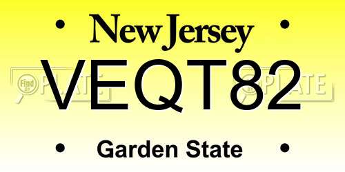 VEQT82 New Jersey License Plate