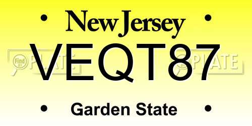 VEQT87 New Jersey License Plate