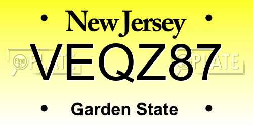 VEQZ87 New Jersey License Plate